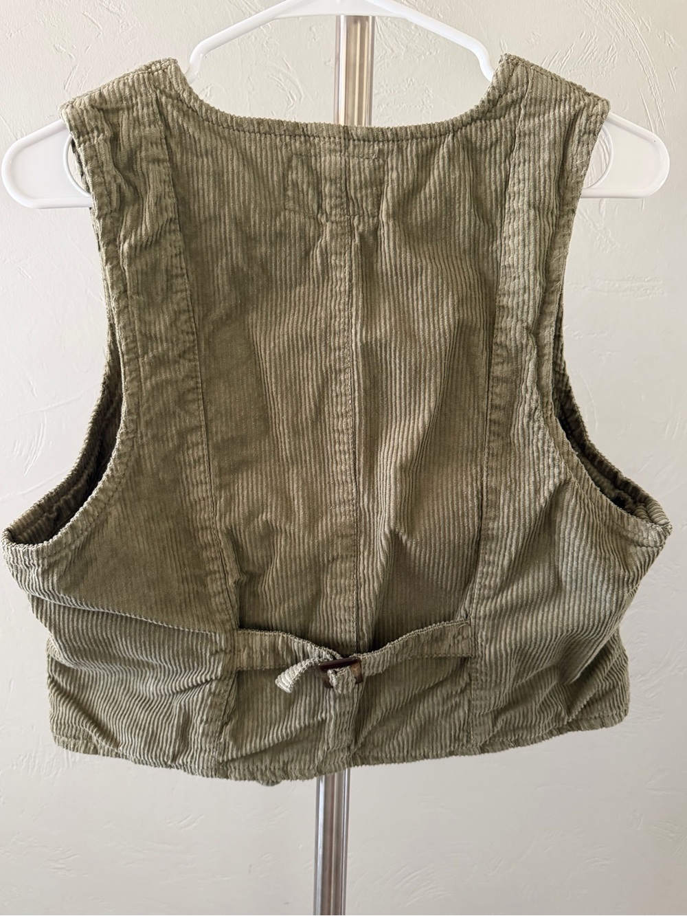 We The Free by Free People Olive Green Corduroy Button Front Vest Size M - Picture 2 of 3